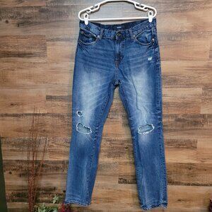 Aeropostale Jeans Mens 32x34 Slim Straight Ripped Medium Light Wash